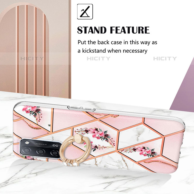 Funda Silicona Gel Goma Patron de Moda Carcasa con Anillo de dedo Soporte Y02B para Oppo A53s 5G