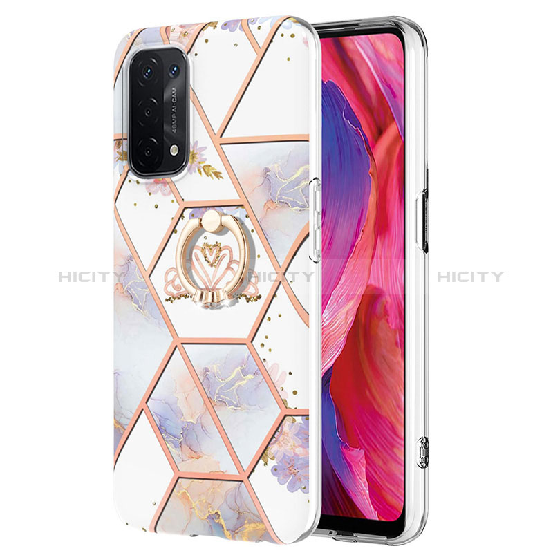 Funda Silicona Gel Goma Patron de Moda Carcasa con Anillo de dedo Soporte Y02B para Oppo A54 5G