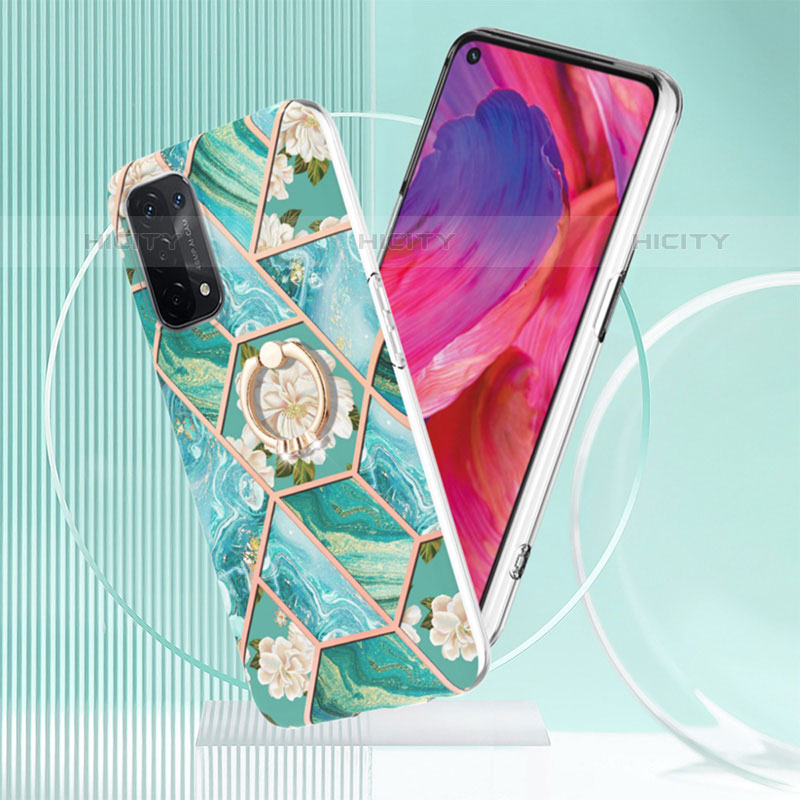 Funda Silicona Gel Goma Patron de Moda Carcasa con Anillo de dedo Soporte Y02B para Oppo A93 5G