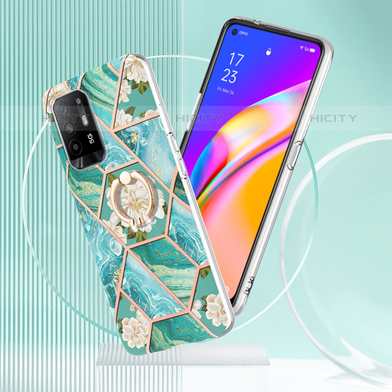 Funda Silicona Gel Goma Patron de Moda Carcasa con Anillo de dedo Soporte Y02B para Oppo A94 5G