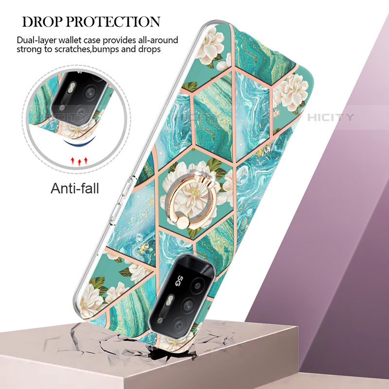 Funda Silicona Gel Goma Patron de Moda Carcasa con Anillo de dedo Soporte Y02B para Oppo A95 5G