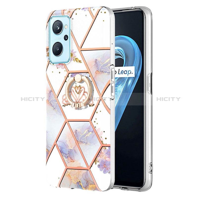 Funda Silicona Gel Goma Patron de Moda Carcasa con Anillo de dedo Soporte Y02B para Oppo A96 4G