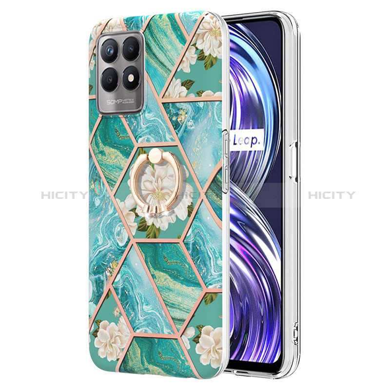 Funda Silicona Gel Goma Patron de Moda Carcasa con Anillo de dedo Soporte Y02B para Realme 8i