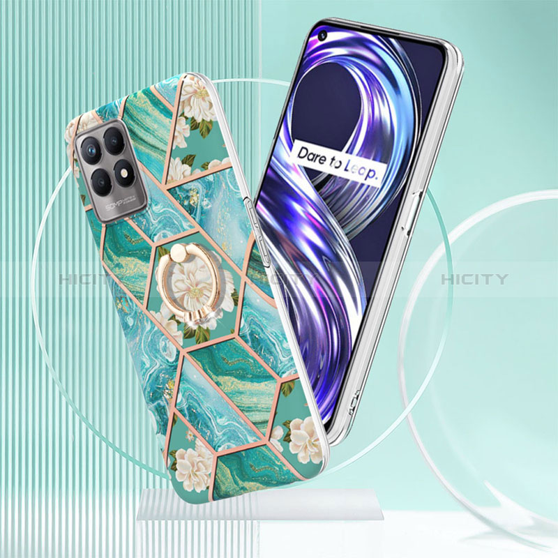 Funda Silicona Gel Goma Patron de Moda Carcasa con Anillo de dedo Soporte Y02B para Realme 8i