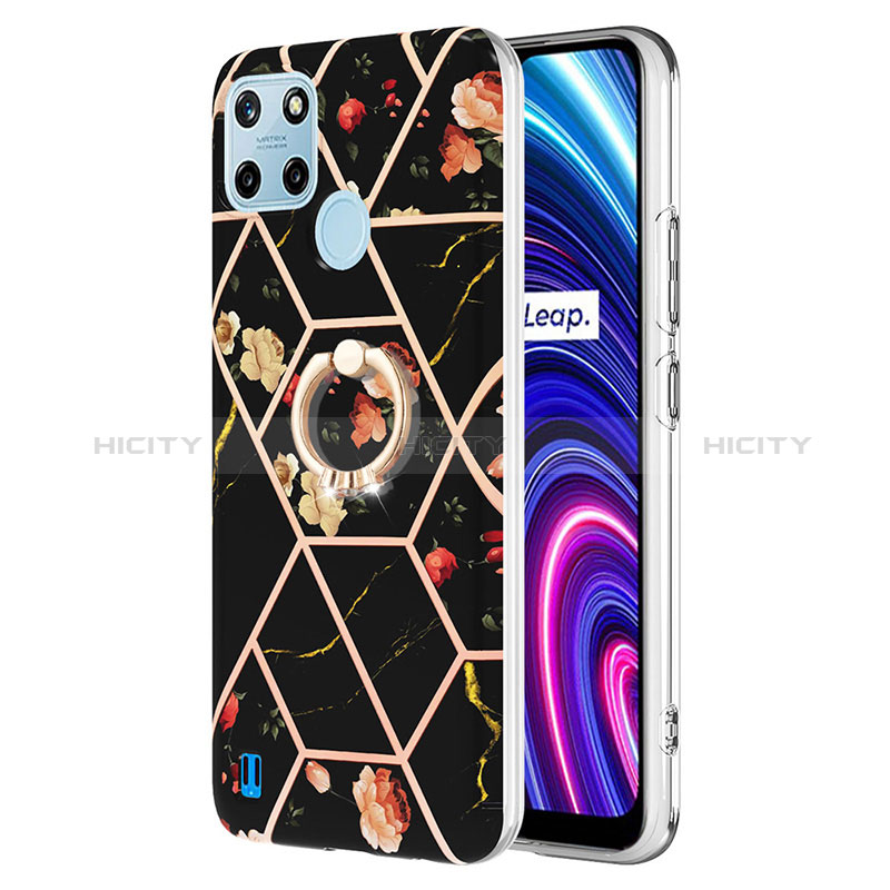 Funda Silicona Gel Goma Patron de Moda Carcasa con Anillo de dedo Soporte Y02B para Realme C25Y India