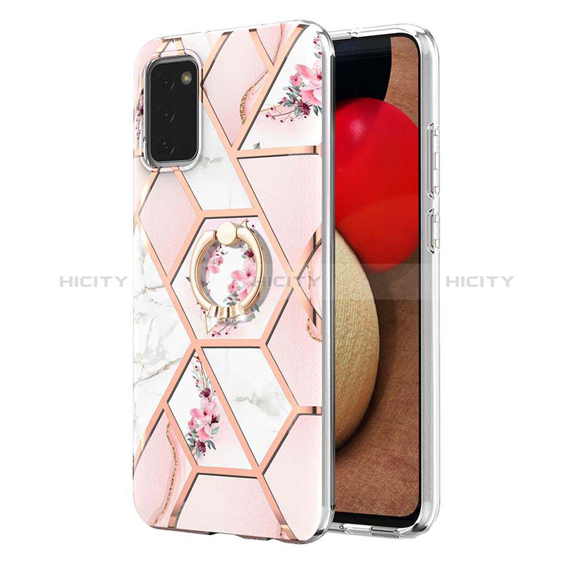 Funda Silicona Gel Goma Patron de Moda Carcasa con Anillo de dedo Soporte Y02B para Samsung Galaxy A02s