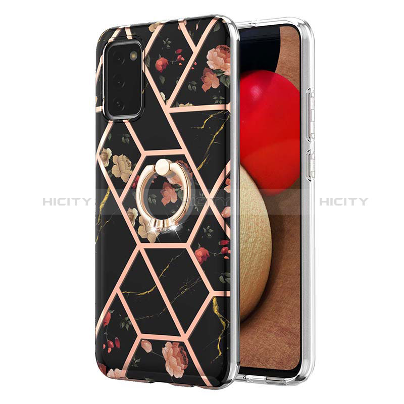 Funda Silicona Gel Goma Patron de Moda Carcasa con Anillo de dedo Soporte Y02B para Samsung Galaxy A02s