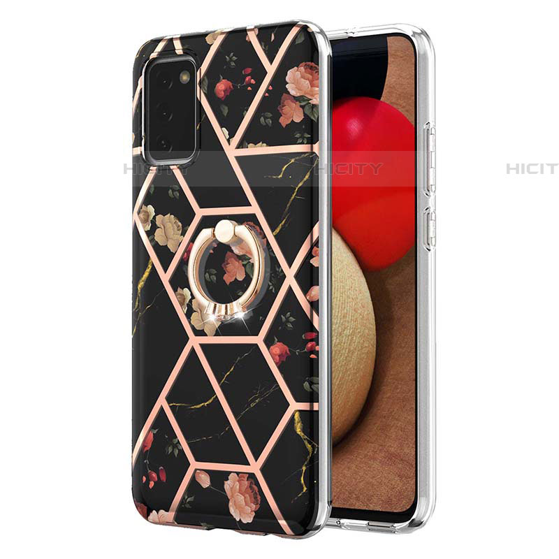 Funda Silicona Gel Goma Patron de Moda Carcasa con Anillo de dedo Soporte Y02B para Samsung Galaxy A03s