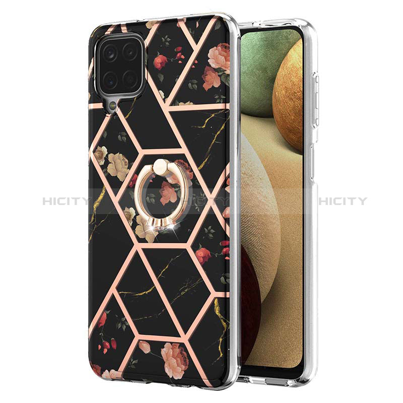 Funda Silicona Gel Goma Patron de Moda Carcasa con Anillo de dedo Soporte Y02B para Samsung Galaxy A12