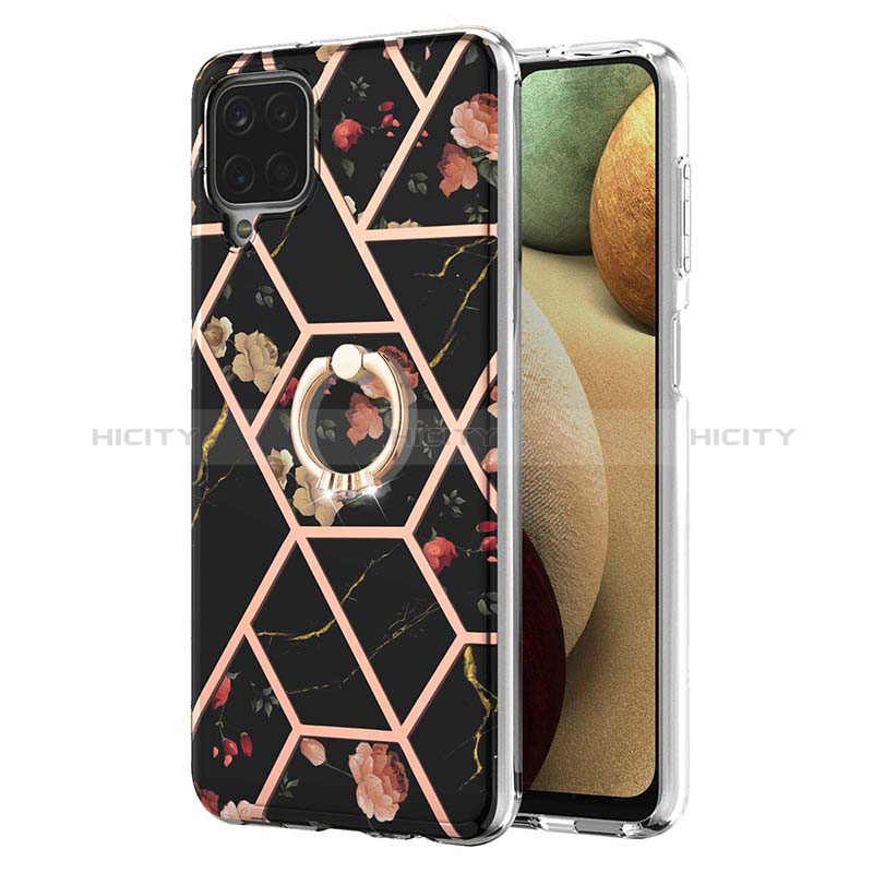 Funda Silicona Gel Goma Patron de Moda Carcasa con Anillo de dedo Soporte Y02B para Samsung Galaxy A12 5G