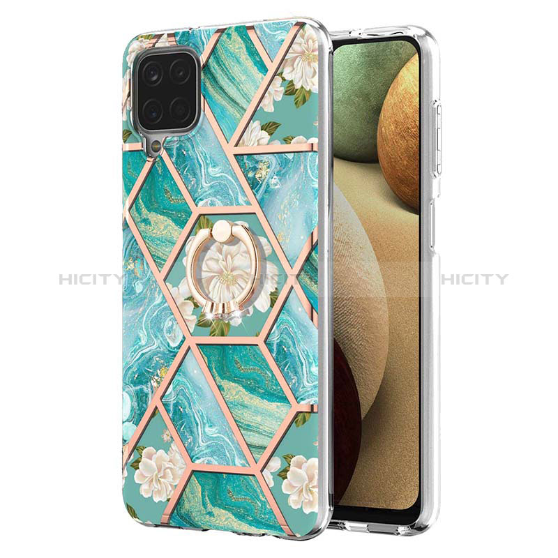 Funda Silicona Gel Goma Patron de Moda Carcasa con Anillo de dedo Soporte Y02B para Samsung Galaxy A12 5G