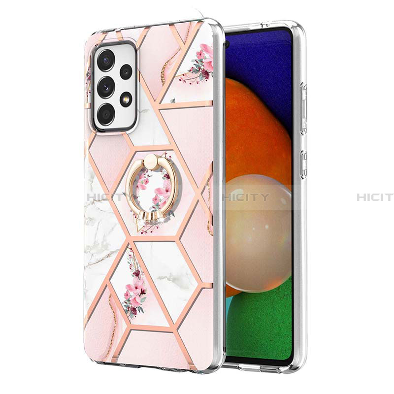 Funda Silicona Gel Goma Patron de Moda Carcasa con Anillo de dedo Soporte Y02B para Samsung Galaxy A13 4G