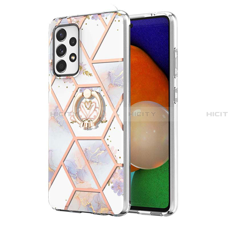 Funda Silicona Gel Goma Patron de Moda Carcasa con Anillo de dedo Soporte Y02B para Samsung Galaxy A13 4G