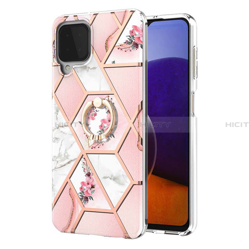 Funda Silicona Gel Goma Patron de Moda Carcasa con Anillo de dedo Soporte Y02B para Samsung Galaxy A22 4G