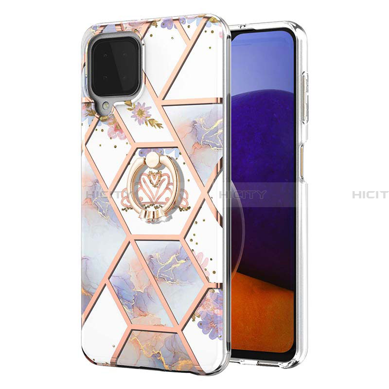 Funda Silicona Gel Goma Patron de Moda Carcasa con Anillo de dedo Soporte Y02B para Samsung Galaxy A22 4G