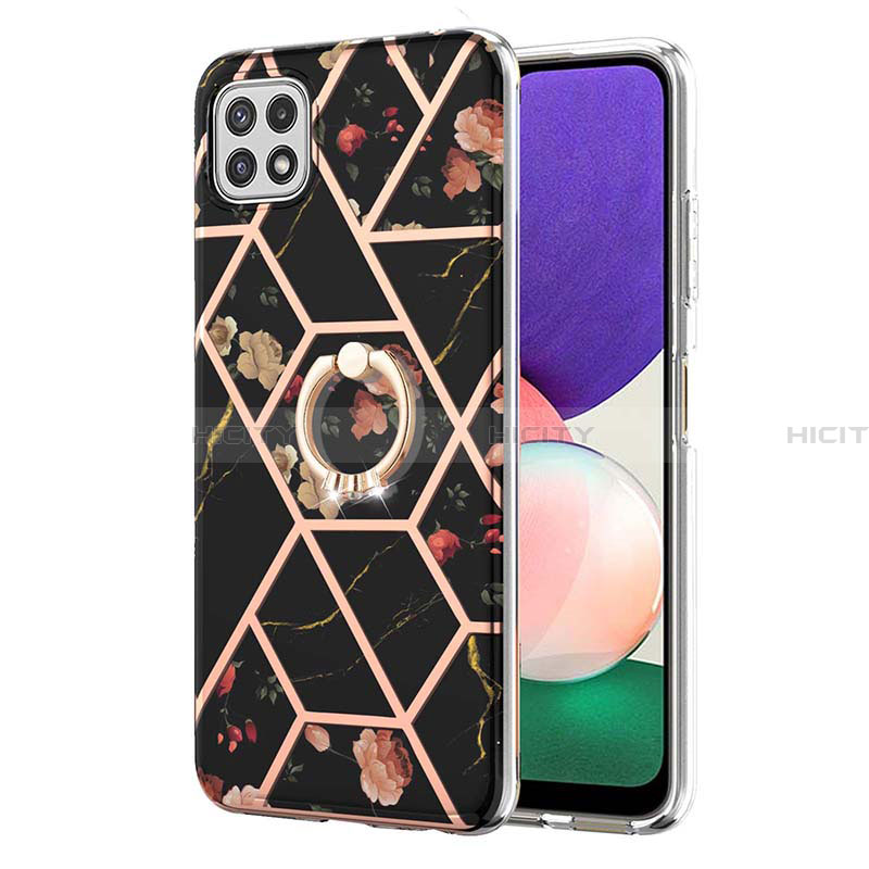 Funda Silicona Gel Goma Patron de Moda Carcasa con Anillo de dedo Soporte Y02B para Samsung Galaxy A22 5G