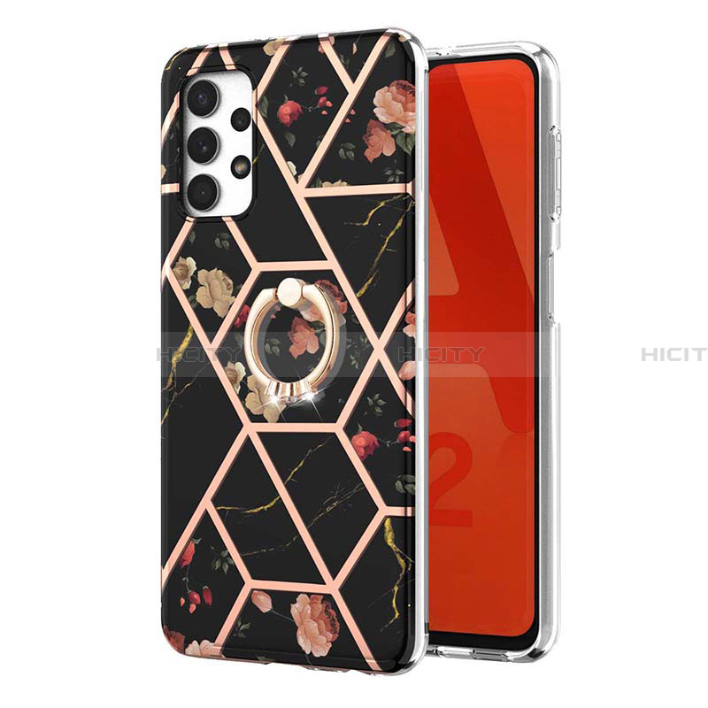 Funda Silicona Gel Goma Patron de Moda Carcasa con Anillo de dedo Soporte Y02B para Samsung Galaxy A32 4G