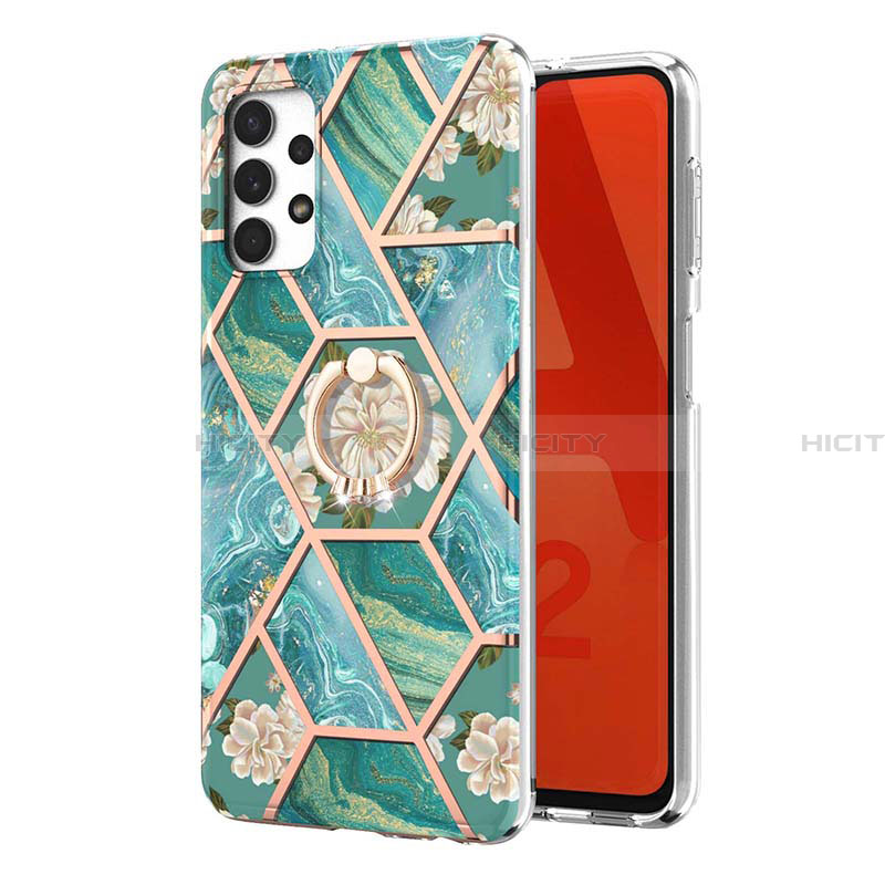 Funda Silicona Gel Goma Patron de Moda Carcasa con Anillo de dedo Soporte Y02B para Samsung Galaxy A32 5G