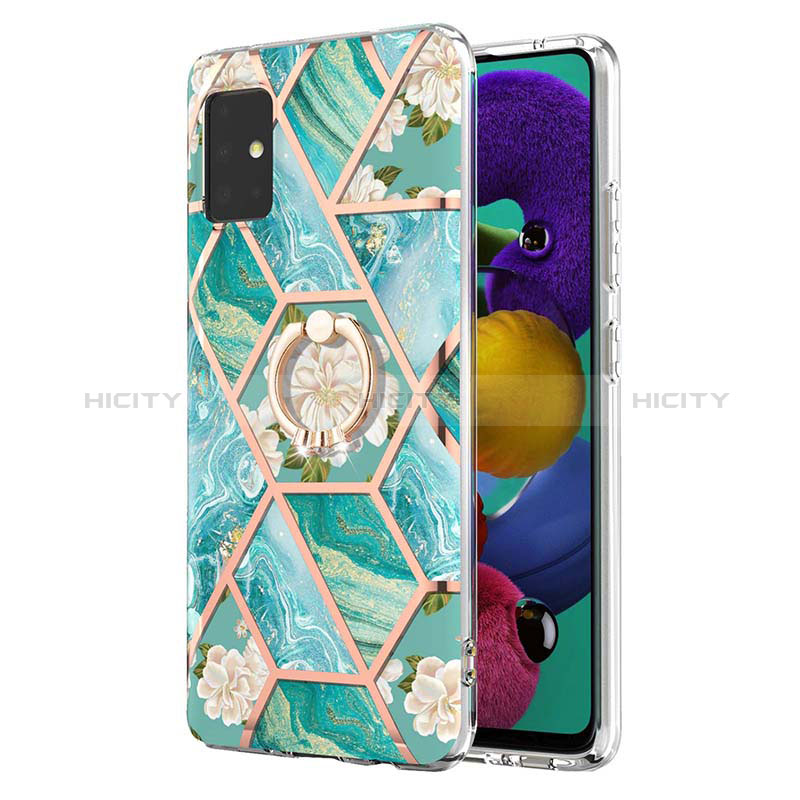 Funda Silicona Gel Goma Patron de Moda Carcasa con Anillo de dedo Soporte Y02B para Samsung Galaxy A51 5G