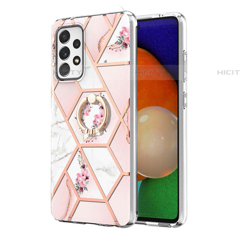 Funda Silicona Gel Goma Patron de Moda Carcasa con Anillo de dedo Soporte Y02B para Samsung Galaxy A52 4G