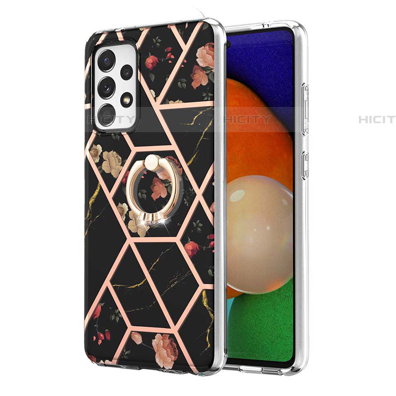 Funda Silicona Gel Goma Patron de Moda Carcasa con Anillo de dedo Soporte Y02B para Samsung Galaxy A52 4G