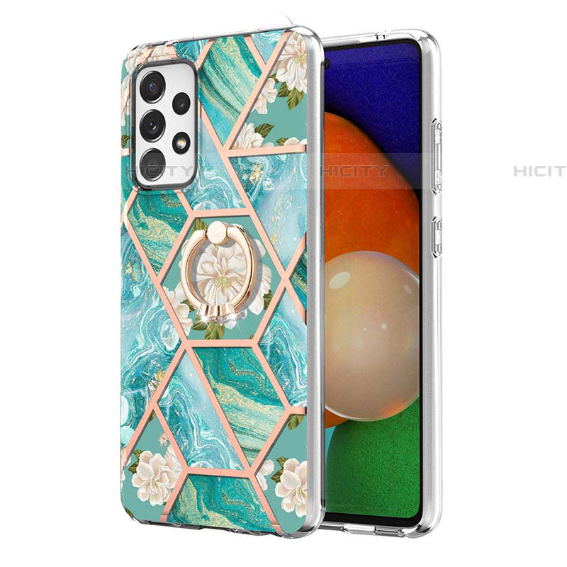 Funda Silicona Gel Goma Patron de Moda Carcasa con Anillo de dedo Soporte Y02B para Samsung Galaxy A52 4G