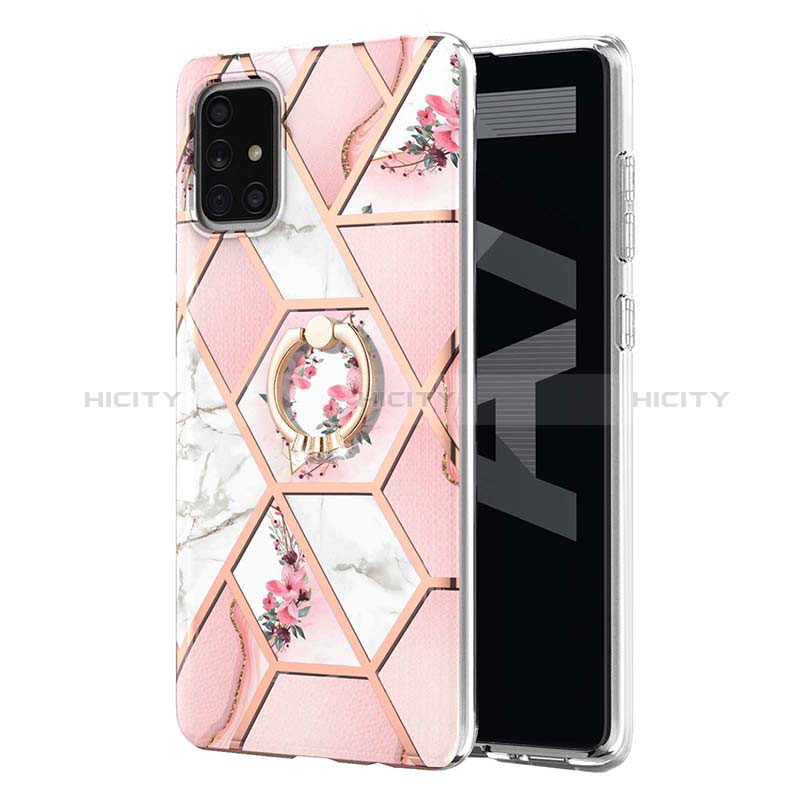 Funda Silicona Gel Goma Patron de Moda Carcasa con Anillo de dedo Soporte Y02B para Samsung Galaxy A71 4G A715