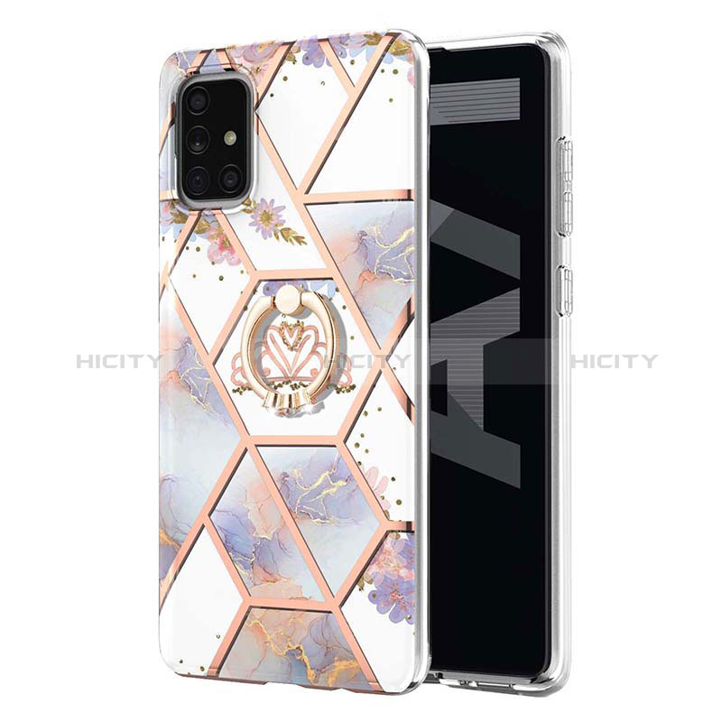 Funda Silicona Gel Goma Patron de Moda Carcasa con Anillo de dedo Soporte Y02B para Samsung Galaxy A71 5G