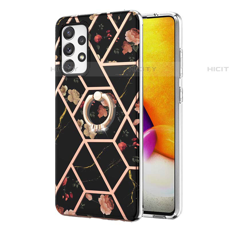 Funda Silicona Gel Goma Patron de Moda Carcasa con Anillo de dedo Soporte Y02B para Samsung Galaxy A72 5G