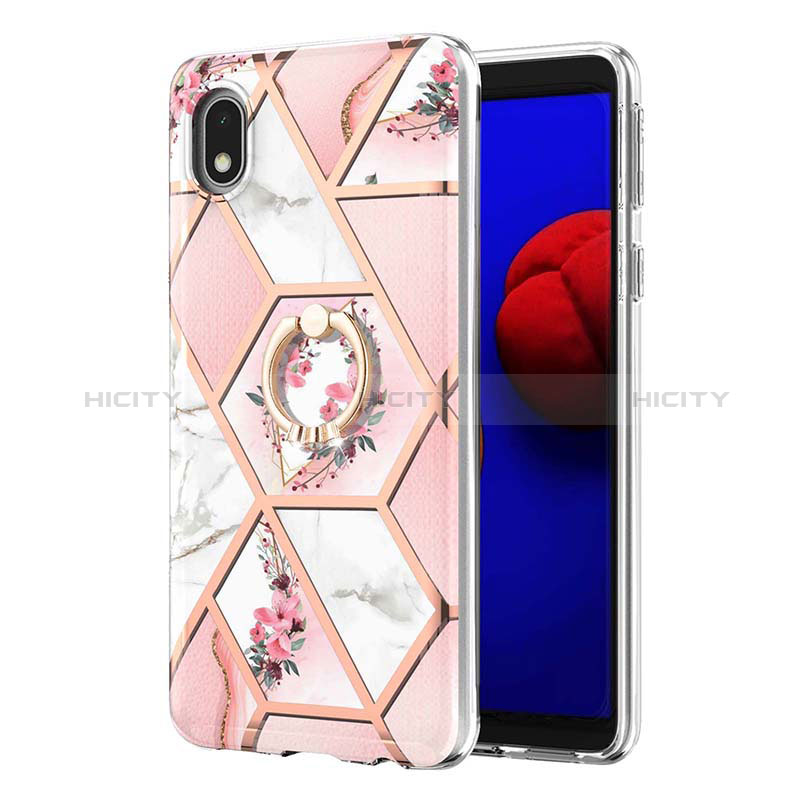 Funda Silicona Gel Goma Patron de Moda Carcasa con Anillo de dedo Soporte Y02B para Samsung Galaxy M01 Core