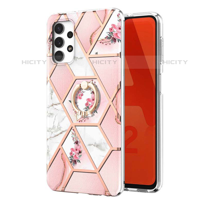 Funda Silicona Gel Goma Patron de Moda Carcasa con Anillo de dedo Soporte Y02B para Samsung Galaxy M32 5G