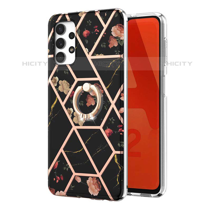 Funda Silicona Gel Goma Patron de Moda Carcasa con Anillo de dedo Soporte Y02B para Samsung Galaxy M32 5G