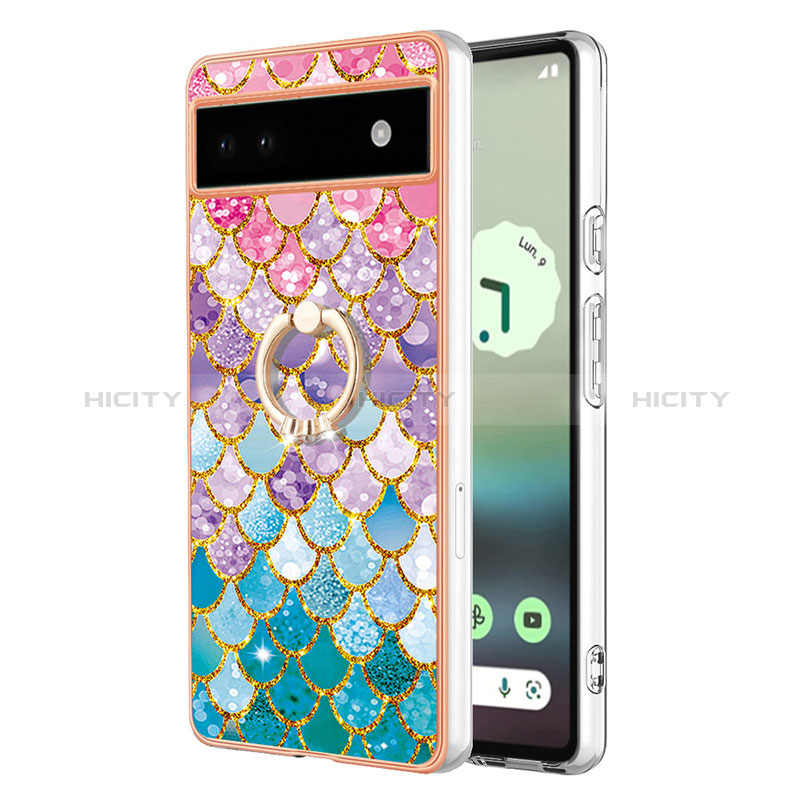 Funda Silicona Gel Goma Patron de Moda Carcasa con Anillo de dedo Soporte Y03B para Google Pixel 6a 5G