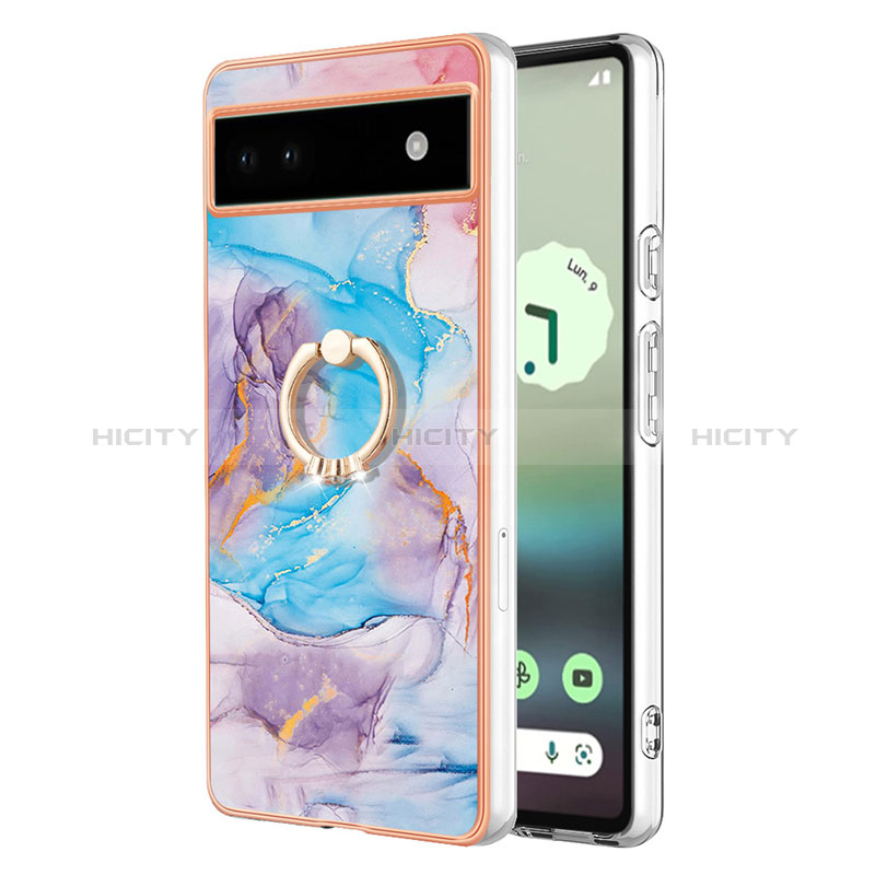 Funda Silicona Gel Goma Patron de Moda Carcasa con Anillo de dedo Soporte Y03B para Google Pixel 6a 5G