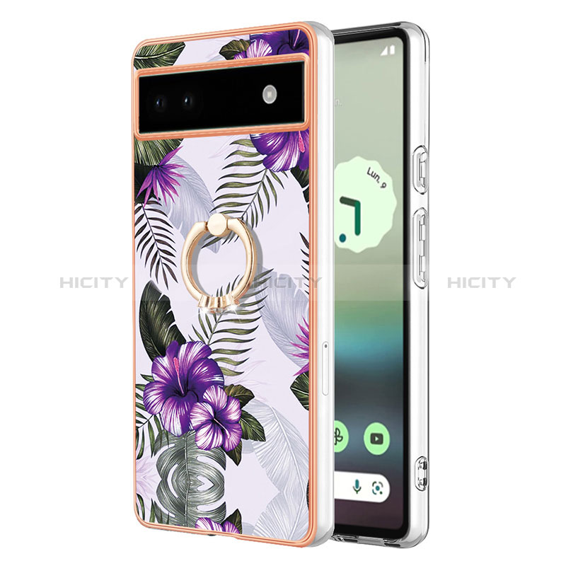 Funda Silicona Gel Goma Patron de Moda Carcasa con Anillo de dedo Soporte Y03B para Google Pixel 6a 5G