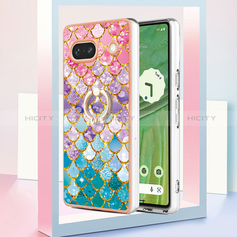 Funda Silicona Gel Goma Patron de Moda Carcasa con Anillo de dedo Soporte Y03B para Google Pixel 7a 5G