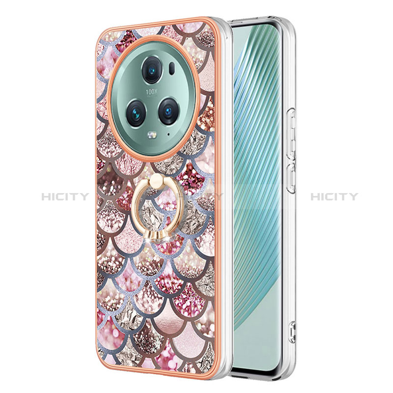 Funda Silicona Gel Goma Patron de Moda Carcasa con Anillo de dedo Soporte Y03B para Huawei Honor Magic5 Pro 5G