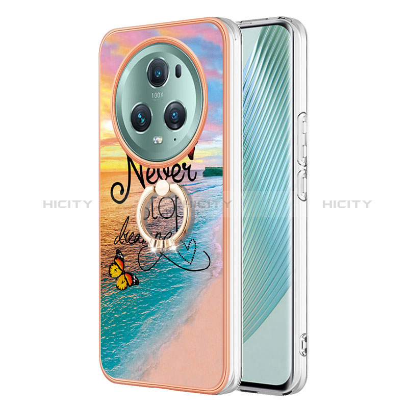 Funda Silicona Gel Goma Patron de Moda Carcasa con Anillo de dedo Soporte Y03B para Huawei Honor Magic5 Pro 5G