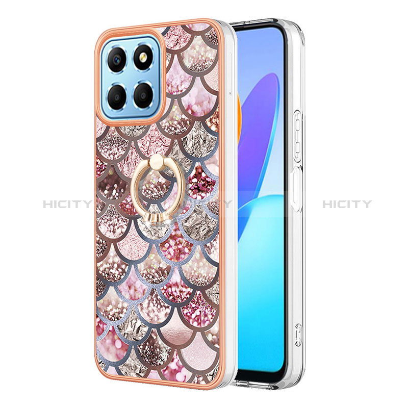 Funda Silicona Gel Goma Patron de Moda Carcasa con Anillo de dedo Soporte Y03B para Huawei Honor X6