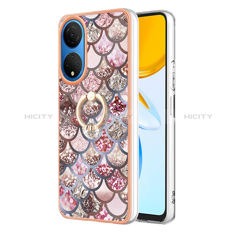 Funda Silicona Gel Goma Patron de Moda Carcasa con Anillo de dedo Soporte Y03B para Huawei Honor X7