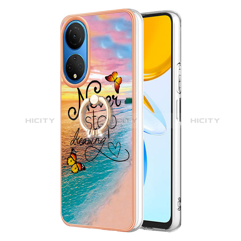 Funda Silicona Gel Goma Patron de Moda Carcasa con Anillo de dedo Soporte Y03B para Huawei Honor X7 Multicolor