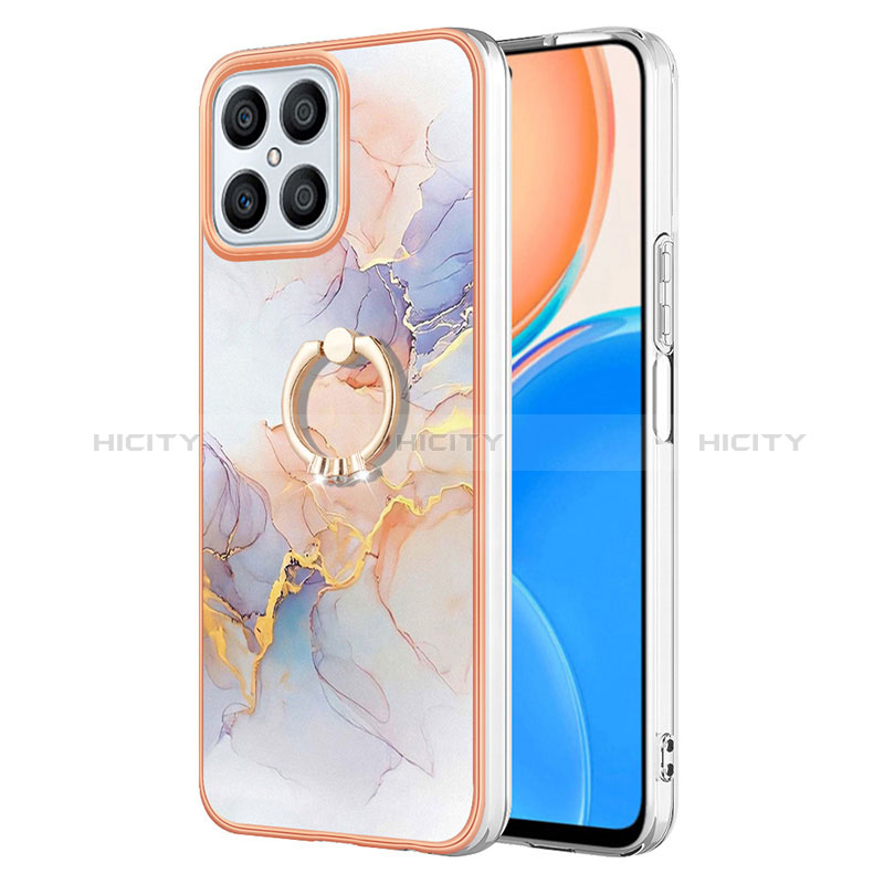 Funda Silicona Gel Goma Patron de Moda Carcasa con Anillo de dedo Soporte Y03B para Huawei Honor X8 4G