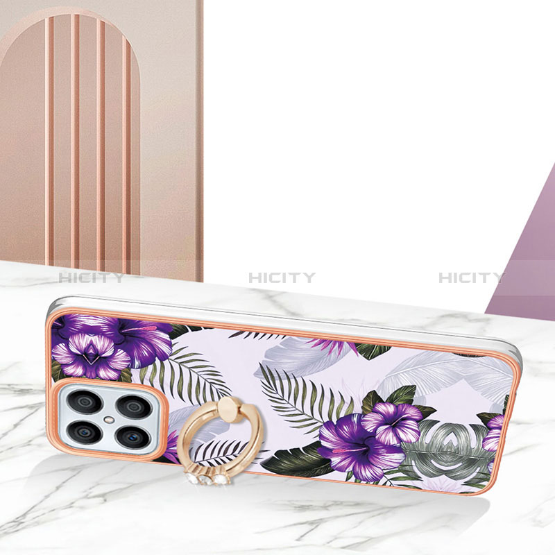 Funda Silicona Gel Goma Patron de Moda Carcasa con Anillo de dedo Soporte Y03B para Huawei Honor X8 4G