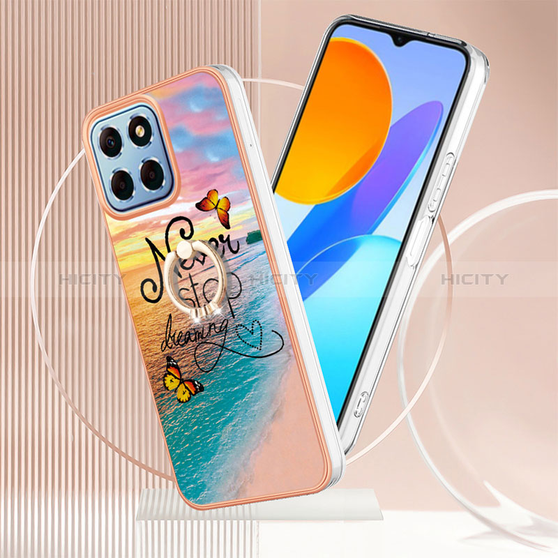 Funda Silicona Gel Goma Patron de Moda Carcasa con Anillo de dedo Soporte Y03B para Huawei Honor X8 5G