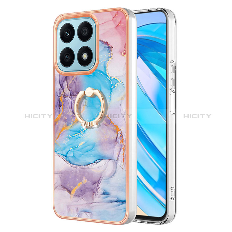 Funda Silicona Gel Goma Patron de Moda Carcasa con Anillo de dedo Soporte Y03B para Huawei Honor X8a 4G