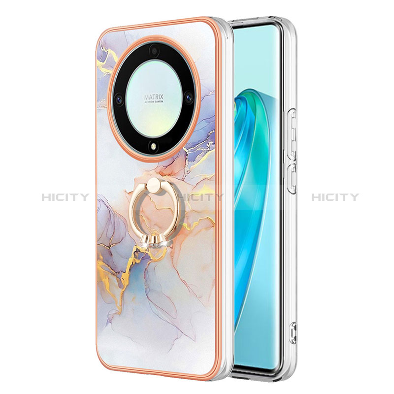 Funda Silicona Gel Goma Patron de Moda Carcasa con Anillo de dedo Soporte Y03B para Huawei Honor X9a 5G