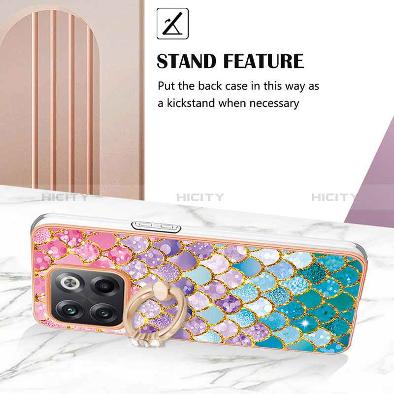 Funda Silicona Gel Goma Patron de Moda Carcasa con Anillo de dedo Soporte Y03B para OnePlus Ace Pro 5G