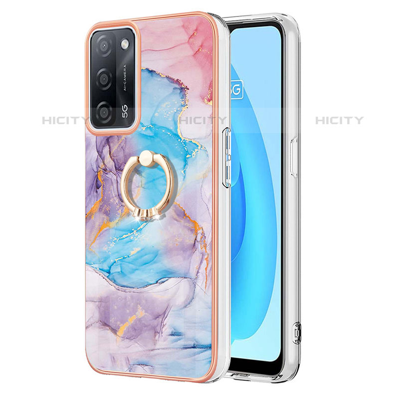 Funda Silicona Gel Goma Patron de Moda Carcasa con Anillo de dedo Soporte Y03B para Oppo A53s 5G Azul