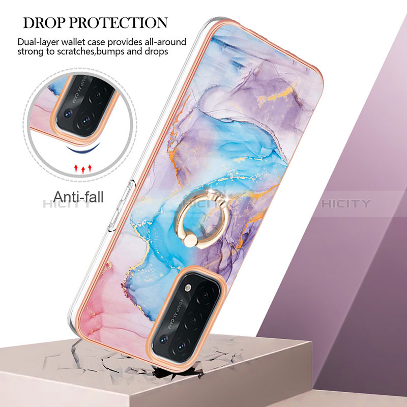 Funda Silicona Gel Goma Patron de Moda Carcasa con Anillo de dedo Soporte Y03B para Oppo A54 5G