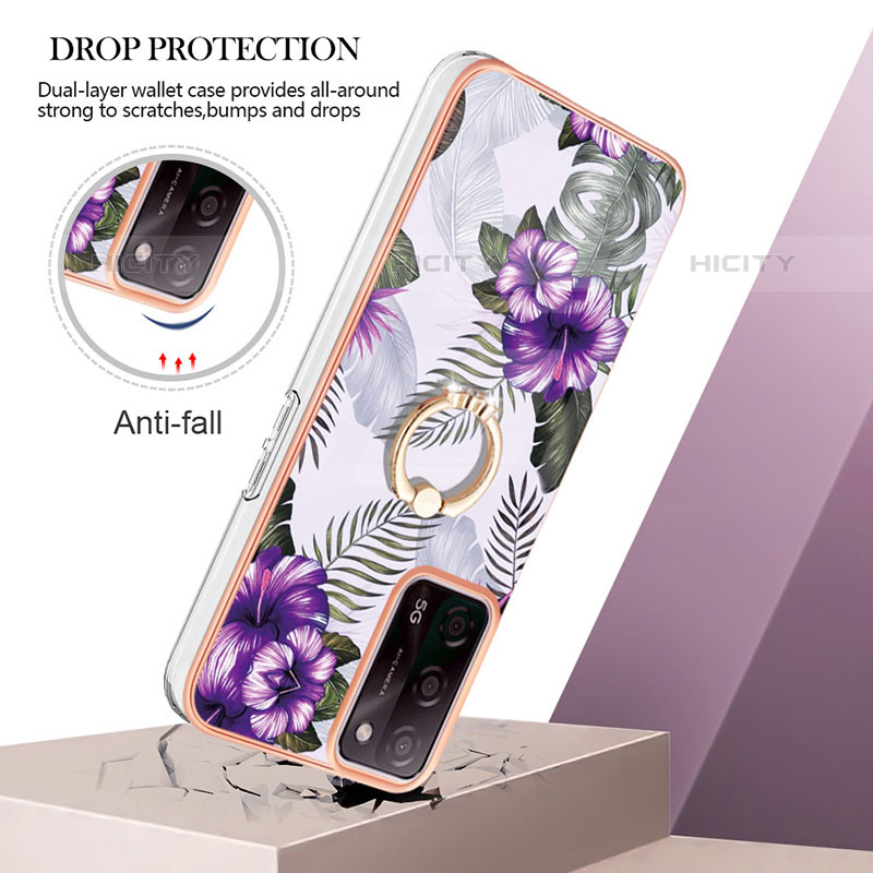 Funda Silicona Gel Goma Patron de Moda Carcasa con Anillo de dedo Soporte Y03B para Oppo A55 5G